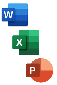 マイクロソフトオフィスWordExcelPowerpointのロゴ
